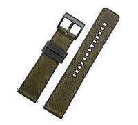 POYNMRE Kompatibel mit HUAWEI Omega Tissot IWC, Uhrenarmband aus Rindsleder Silikonunterseite, Herren, wasserdichtes Gummiarmband, Zubehör, 20 mm, 22(Green Black buckle,22mm)