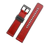 POYNMRE Kompatibel mit HUAWEI Omega Tissot IWC, Uhrenarmband aus Rindsleder Silikonunterseite, Herren, wasserdichtes Gummiarmband, Zubehör, 20 mm, 22(Red Black buckle,22mm)