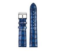 POYNMRE Kompatibel mit jedem Uhrenarmband aus Kalbsleder Krokodilstruktur, 18 mm, 20, 22, Blau, Grün, Braun, Grau, Zubehör for Herrenuhren(Blue silver,22mm)