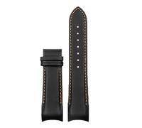 POYNMRE Kompatibel mit Tissot T035 Butterfly-Armband aus Kalbsleder Stahlschnalle, Echtleder-Uhrenarmband gebogenem Ende, Ersatz 22 mm, 23, 24(Black orange no-k,22mm)