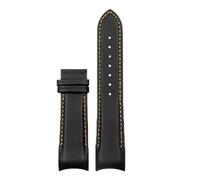 POYNMRE Kompatibel mit Tissot T035 Butterfly-Armband aus Kalbsleder Stahlschnalle, Echtleder-Uhrenarmband gebogenem Ende, Ersatz 22 mm, 23, 24(Black orange no-k,23mm)
