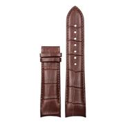 POYNMRE Kompatibel mit Tissot T035 Butterfly-Armband aus Kalbsleder Stahlschnalle, Echtleder-Uhrenarmband gebogenem Ende, Ersatz 22 mm, 23, 24(Brown-no Buckle,24mm)