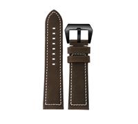 POYNMRE Kompatibel mit Zenith Pilot Bronze Luminox 3051 Echtleder-Uhrenarmband 23 mm Schwarz Retro Dunkelbraun Rindsleder-Uhrenarmband Herrenarmband(Dark brown black)