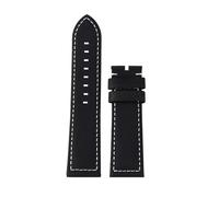 POYNMRE Kompatibel mit Zenith Pilot Bronze Luminox 3051 Echtleder-Uhrenarmband 23 mm Schwarz Retro Dunkelbraun Rindsleder-Uhrenarmband Herrenarmband(Black White no clasp)