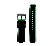 POYNMRE Konvexes Silikon-Uhrenarmband, kompatibel mit Citizen Red Devils Series CC3079-11E CC3075-80E CC3039-08, Gummi-Uhrenarmband(Black Green-black)