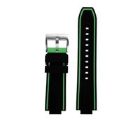 POYNMRE Konvexes Silikon-Uhrenarmband, kompatibel mit Citizen Red Devils Series CC3079-11E CC3075-80E CC3039-08, Gummi-Uhrenarmband(Black Green-silver)