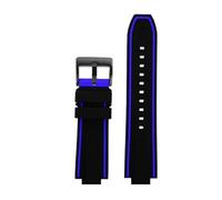 POYNMRE Konvexes Silikon-Uhrenarmband, kompatibel mit Citizen Red Devils Series CC3079-11E CC3075-80E CC3039-08, Gummi-Uhrenarmband(Black Blue-black)