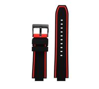 POYNMRE Konvexes Silikon-Uhrenarmband, kompatibel mit Citizen Red Devils Series CC3079-11E CC3075-80E CC3039-08, Gummi-Uhrenarmband(Black Red-black)