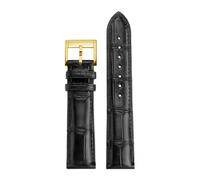 POYNMRE Krokodillederarmband, kompatibel mit Hamilton Khaki Field Jazz Series 20, 22 mm, Uhrenarmband, Herrenarmband, Armbandzubehör(Black gold,20mm)