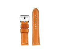 POYNMRE Leder-Uhrenarmband, kompatibel mit Panerai Retro-Uhrenarmband, Rindslederarmband, 22 mm, 24, 26, Herren-Armband, Uhrenarmband, Zubehör(Light brown Silver,24mm)
