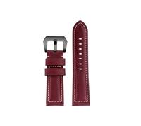 POYNMRE Leder-Uhrenarmband, kompatibel mit Panerai Retro-Uhrenarmband, Rindslederarmband, 22 mm, 24, 26, Herren-Armband, Uhrenarmband, Zubehör(Wine red black,26mm)