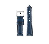 POYNMRE Leder-Uhrenarmband, kompatibel mit Panerai Retro-Uhrenarmband, Rindslederarmband, 22 mm, 24, 26, Herren-Armband, Uhrenarmband, Zubehör(Blue silver,24mm)