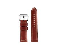 POYNMRE Leder-Uhrenarmband, kompatibel mit Panerai Retro-Uhrenarmband, Rindslederarmband, 22 mm, 24, 26, Herren-Armband, Uhrenarmband, Zubehör(Brown silver,26mm)