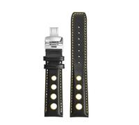 POYNMRE Lederarmband for Uhren, kompatibel mit Tissot 1853 T91 PRS516 T044, Uhrenzubehör, 20 mm, Schwarzbraun, Uhrenarmband for Männer und Frauen(Blackyellow-silver)