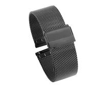 POYNMRE Milanaise-Armband aus Edelstahl, Ersatzarmband, 12 mm, 14, 16, 18, 20, 24, Schnellverschluss, 0,6 Maschenweite(Noir,22mm)