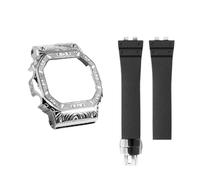 POYNMRE Modifizieren Sie das Gmw B5000 FKM-Gummi-Uhrenarmband, kompatibel mit Casio GMW-B5000 GM-B2100 Fluorkautschuk-Uhrenarmband, Metallgehäuse, Anzugzubehör(Carved case band,For GMW-B5000)