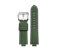 POYNMRE Modifiziertes Uhrenarmband aus Rindsleder, kompatibel mit Casio GM-2100 GA2100 GA-2100 GM110 GA-110/120 GD-110 Armband, 24 x 16 mm(Army green-silver)