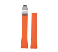 POYNMRE Original Stripess CTS FKM Gummi-Uhrenarmband, 20 mm, kompatibel mit Delug CTS-Uhrenarmband, Schnellverschluss, silberne Schmetterlingsschnalle, auf Maß geschnitten(Orange Silver Buckle)