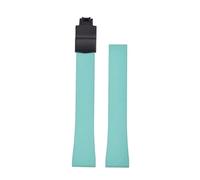 POYNMRE Original Stripess CTS FKM Gummi-Uhrenarmband, 20 mm, kompatibel mit Delug CTS-Uhrenarmband, Schnellverschluss, silberne Schmetterlingsschnalle, auf Maß geschnitten(Cyan Black Buckle)