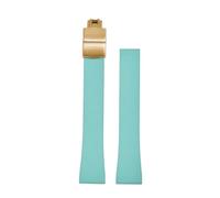 POYNMRE Original Stripess CTS FKM Gummi-Uhrenarmband, 20 mm, kompatibel mit Delug CTS-Uhrenarmband, Schnellverschluss, silberne Schmetterlingsschnalle, auf Maß geschnitten(Cyan Gold Buckle)