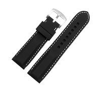 POYNMRE Outdoor-Sport-Silikon-Uhrenarmband, geeignet for Tissot, Mido, Casio, universelles Herren-Silikonband(A BK white line SK,24mm width)