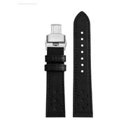 POYNMRE Passend for Breitling SA Italian Top Leder Uhrengürtel TOP TIME Co-Branding Serie Vintage Herren 20mm(Black silver B)