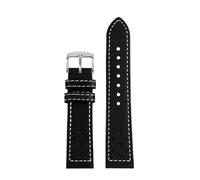 POYNMRE Passend for Breitling SA Italian Top Leder Uhrengürtel TOP TIME Co-Branding Serie Vintage Herren 20mm(Black white A)