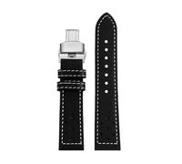 POYNMRE Passend for Breitling SA Italian Top Leder Uhrengürtel TOP TIME Co-Branding Serie Vintage Herren 20mm(Black white B)