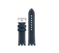 POYNMRE Retro-Rindslederarmband aus mattiertem Rindsleder, kompatibel mit der Tissot T-RACE-Serie T115.417 T115427, Lederarmband for Herren, 24 mm, weiche Uhrenkette(Blue-Silver)