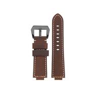 POYNMRE Retro-Uhrenarmband aus gefrostetem Crazy Horse-Leder, kompatibel mit Casio EFB-680 ECB-10/10YD GST-B200/B400, Rindslederarmband, 12/14/16 mm, konvexe Öffnung(Dark brown-black,24mm convex 14mm)