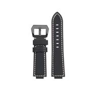 POYNMRE Retro-Uhrenarmband aus gefrostetem Crazy Horse-Leder, kompatibel mit Casio EFB-680 ECB-10/10YD GST-B200/B400, Rindslederarmband, 12/14/16 mm, konvexe Öffnung(Black-black,24mm convex 12mm)