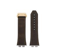 POYNMRE Schnellverschluss-Retro-Uhrenarmband aus echtem Leder + Fluorkautschuk-Unterseite, kompatibel mit Big Bang 411 Herrenarmband, Edelstahlgelenk(Dark brown-gold)