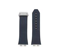 POYNMRE Schnellverschluss-Retro-Uhrenarmband aus echtem Leder + Fluorkautschuk-Unterseite, kompatibel mit Big Bang 411 Herrenarmband, Edelstahlgelenk(Blue-silver)