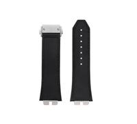 POYNMRE Schnellverschluss-Retro-Uhrenarmband aus echtem Leder + Fluorkautschuk-Unterseite, kompatibel mit Big Bang 411 Herrenarmband, Edelstahlgelenk(Black-silver)