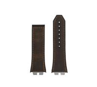 POYNMRE Schnellverschluss-Retro-Uhrenarmband aus echtem Leder + Fluorkautschuk-Unterseite, kompatibel mit Big Bang 411 Herrenarmband, Edelstahlgelenk(Dark brown-No buckle)