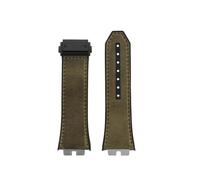 POYNMRE Schnellverschluss-Retro-Uhrenarmband aus echtem Leder + Fluorkautschuk-Unterseite, kompatibel mit Big Bang 411 Herrenarmband, Edelstahlgelenk(Green-black)