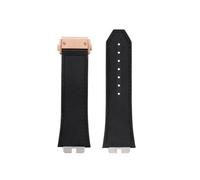 POYNMRE Schnellverschluss-Retro-Uhrenarmband aus echtem Leder + Fluorkautschuk-Unterseite, kompatibel mit Big Bang 411 Herrenarmband, Edelstahlgelenk(Black-rosegold)
