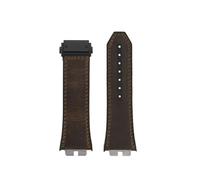 POYNMRE Schnellverschluss-Retro-Uhrenarmband aus echtem Leder + Fluorkautschuk-Unterseite, kompatibel mit Big Bang 411 Herrenarmband, Edelstahlgelenk(Dark brown-black)