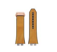 POYNMRE Schnellverschluss-Retro-Uhrenarmband aus echtem Leder + Fluorkautschuk-Unterseite, kompatibel mit Big Bang 411 Herrenarmband, Edelstahlgelenk(Brown-rosegold)