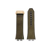 POYNMRE Schnellverschluss-Retro-Uhrenarmband aus echtem Leder + Fluorkautschuk-Unterseite, kompatibel mit Big Bang 411 Herrenarmband, Edelstahlgelenk(Green-gold)