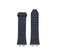 POYNMRE Schnellverschluss-Retro-Uhrenarmband aus echtem Leder + Fluorkautschuk-Unterseite, kompatibel mit Big Bang 411 Herrenarmband, Edelstahlgelenk(Blue-black)