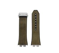 POYNMRE Schnellverschluss-Retro-Uhrenarmband aus echtem Leder + Fluorkautschuk-Unterseite, kompatibel mit Big Bang 411 Herrenarmband, Edelstahlgelenk(Green-silver)