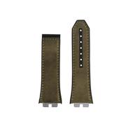 POYNMRE Schnellverschluss-Retro-Uhrenarmband aus echtem Leder + Fluorkautschuk-Unterseite, kompatibel mit Big Bang 411 Herrenarmband, Edelstahlgelenk(Green-No buckle)