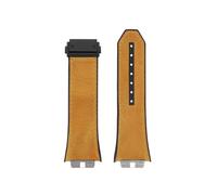 POYNMRE Schnellverschluss-Retro-Uhrenarmband aus echtem Leder + Fluorkautschuk-Unterseite, kompatibel mit Big Bang 411 Herrenarmband, Edelstahlgelenk(Brown-black)