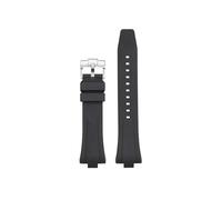 POYNMRE Schwarz Blau Gelb Fluorkautschuk Uhrenzubehör Kompatibel mit Citizen MECHANICAL NJ0150 NJ0151 NJ0155 Gummiarmband(Black-Silver)