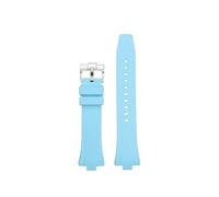 POYNMRE Schwarz Blau Gelb Fluorkautschuk Uhrenzubehör Kompatibel mit Citizen MECHANICAL NJ0150 NJ0151 NJ0155 Gummiarmband(F-blue-Silver)