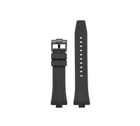 POYNMRE Schwarz Blau Gelb Fluorkautschuk Uhrenzubehör Kompatibel mit Citizen MECHANICAL NJ0150 NJ0151 NJ0155 Gummiarmband(Black-Black)