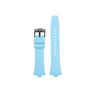 POYNMRE Schwarz Blau Gelb Fluorkautschuk Uhrenzubehör Kompatibel mit Citizen MECHANICAL NJ0150 NJ0151 NJ0155 Gummiarmband(F-blue-Black)