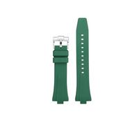 POYNMRE Schwarz Blau Gelb Fluorkautschuk Uhrenzubehör Kompatibel mit Citizen MECHANICAL NJ0150 NJ0151 NJ0155 Gummiarmband(Green-Silver)