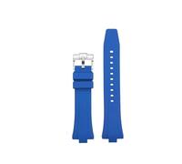 POYNMRE Schwarz Blau Gelb Fluorkautschuk Uhrenzubehör Kompatibel mit Citizen MECHANICAL NJ0150 NJ0151 NJ0155 Gummiarmband(Blue-silver)